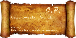 Osztrovszky Patrik névjegykártya
